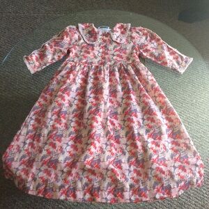 Girls Pink Floral Long-Sleeve Casual Dress